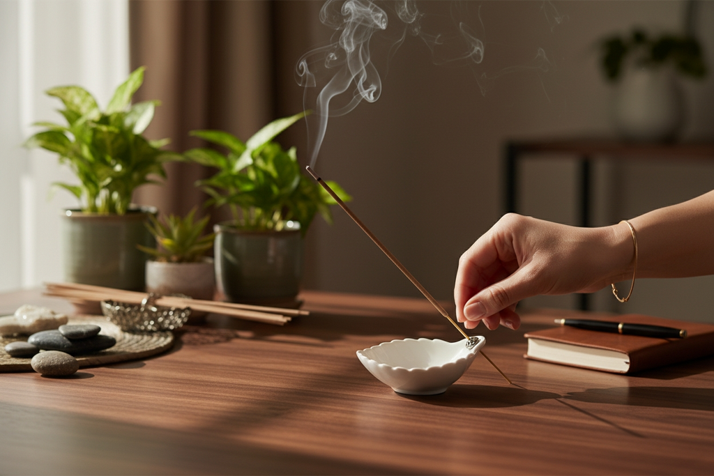 porte encens feuilles